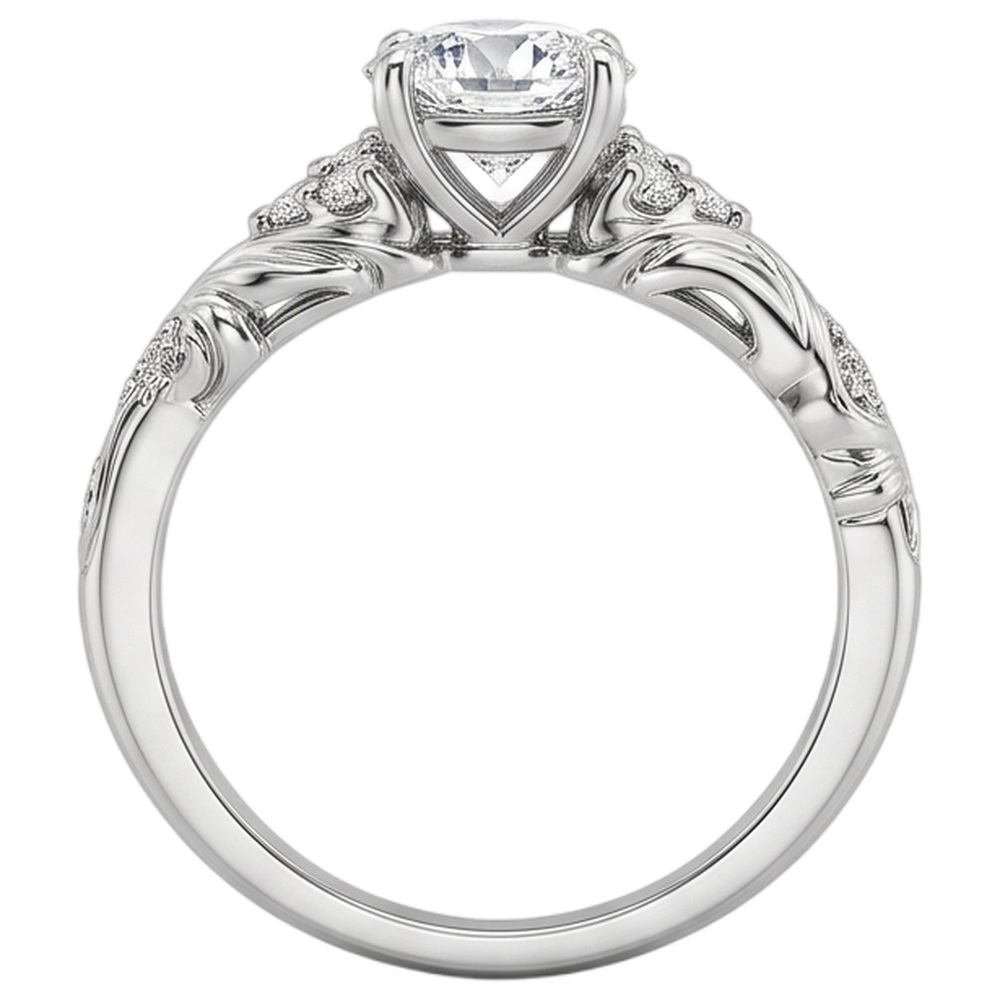 1.85 Carats Round Cut Natural Earth Mined Diamonds Antique Style Engagement Ring