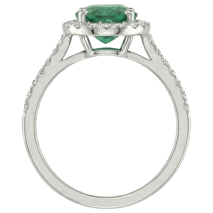 1.85 Ct Oval Cut Green Emerald With Natural Earth Mined Diamond Wedding Ring