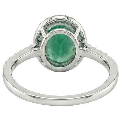 1.85 Ct Oval Cut Green Emerald With Natural Earth Mined Diamond Wedding Ring