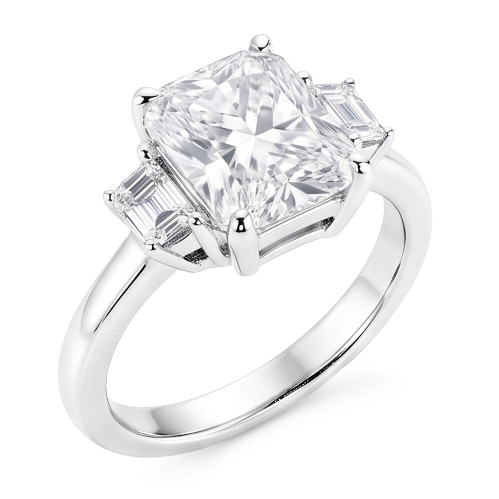 1.91 Carat Cushion Natural Real Diamond ( Not Lab Grown ) Three 3 Stone Ring Gold New