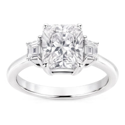 1.91 Carat Cushion Natural Real Diamond ( Not Lab Grown ) Three 3 Stone Ring Gold New