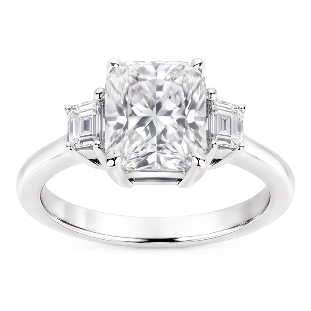 1.91 Carat Cushion Natural Real Diamond ( Not Lab Grown ) Three 3 Stone Ring Gold New