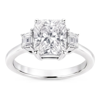 1.91 Carat Cushion Natural Real Diamond ( Not Lab Grown ) Three 3 Stone Ring Gold New