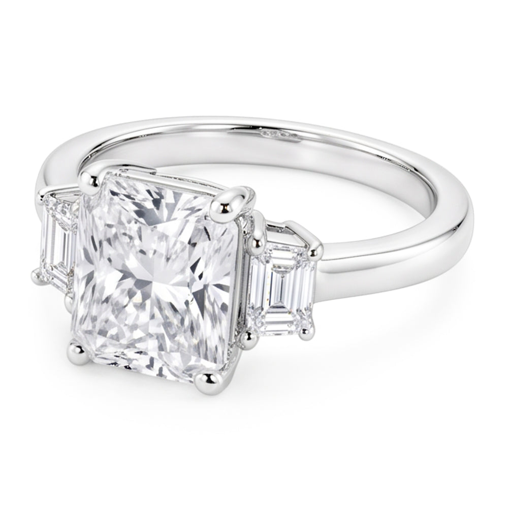 1.91 Carat Cushion Natural Real Diamond ( Not Lab Grown ) Three 3 Stone Ring Gold New