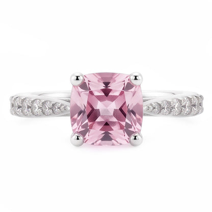 1.91 Carat Pink Sapphire Cushion White Engagement Ring Gemstone