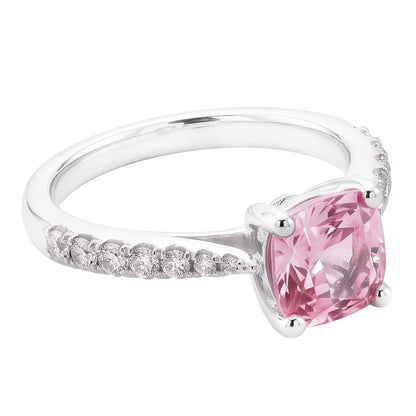 1.91 Carat Pink Sapphire Cushion White Engagement Ring Gemstone