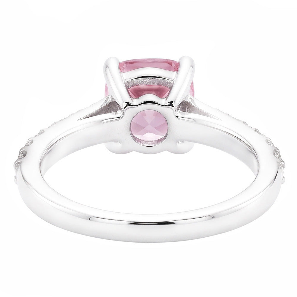 1.91 Carat Pink Sapphire Cushion White Engagement Ring Gemstone