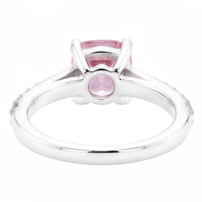 1.91 Carat Pink Sapphire Cushion White Engagement Ring Gemstone