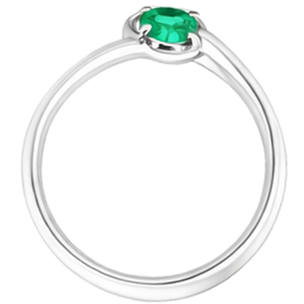Natural Real ( Not Lab Grown ) 1 Carat Green Emerald GIA Ring Freeform Shank Setting White Gold 14K