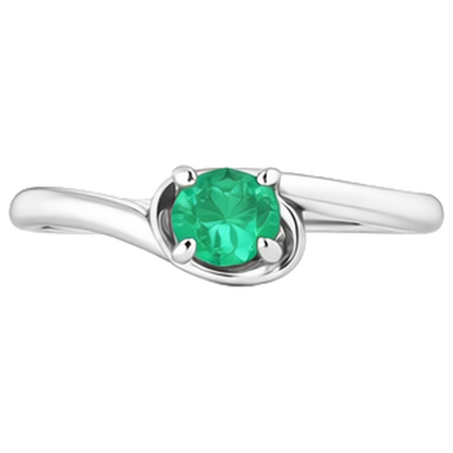 Natural Real ( Not Lab Grown ) 1 Carat Green Emerald GIA Ring Freeform Shank Setting White Gold 14K