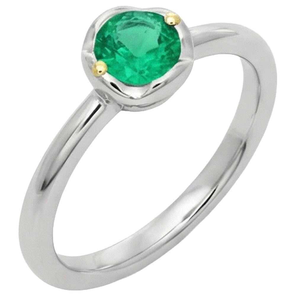 Natural Real ( Not Lab Grown ) 1 Carat Green Emerald GIA Ring Solitaire 14K Gold