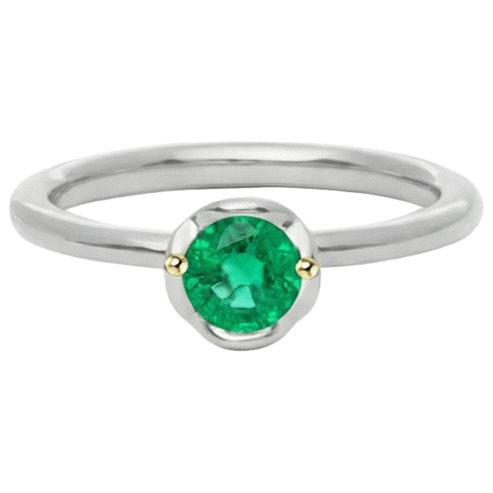 Natural Real ( Not Lab Grown ) 1 Carat Green Emerald GIA Ring Solitaire 14K Gold