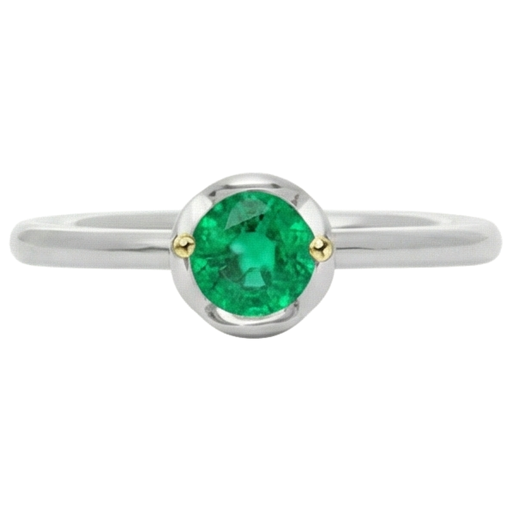 Natural Real ( Not Lab Grown ) 1 Carat Green Emerald GIA Ring Solitaire 14K Gold