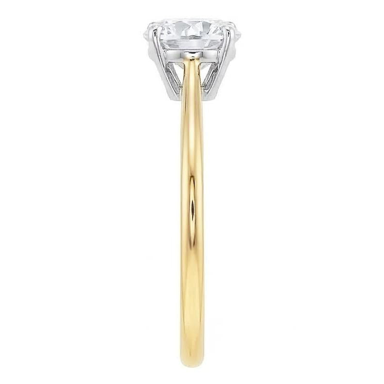 1 Carat Round Cut Solitaire Natural Earth Mined Diamond Promise Ring Two Tone Gold 14K