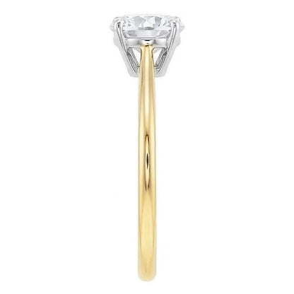 1 Carat Round Cut Solitaire Natural Earth Mined Diamond Promise Ring Two Tone Gold 14K