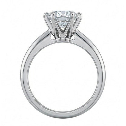 1 Carat Round Natural Earth Mined Diamond Solitaire Engagement Ring 14K White Gold