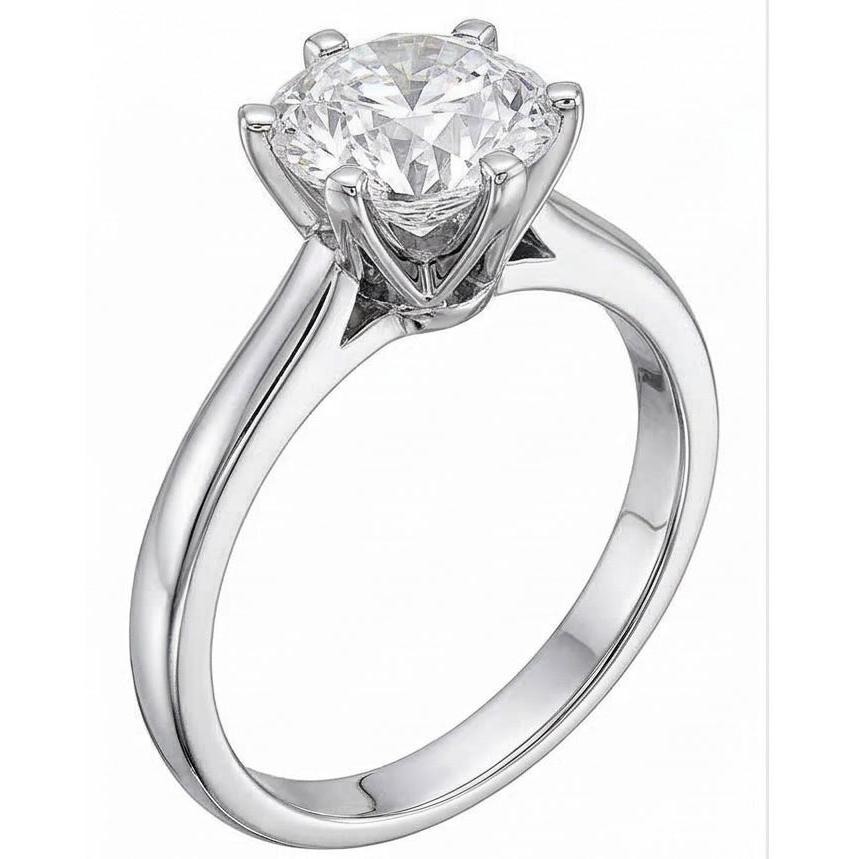 1 Carat Round Solitaire Natural Earth Mined Diamond Ring White Gold Jewelry