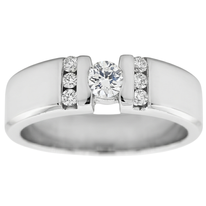 1 Carat Simple Ring Round Diamond White Gold 10K Vs1 F