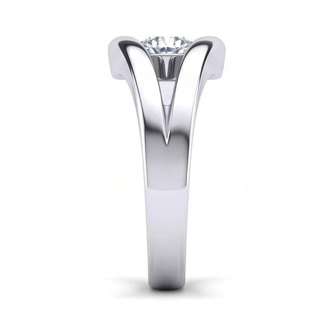 natural round diamond 1ct ring profile view