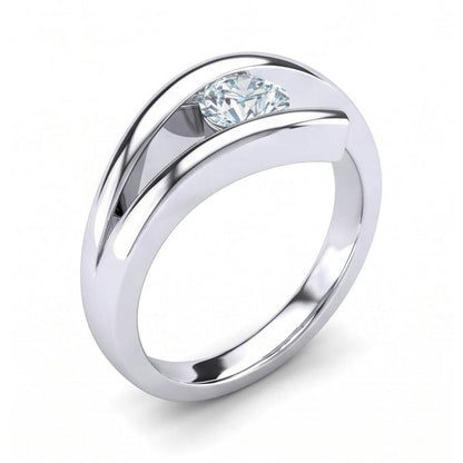 natural round diamond 1ct ring on white background