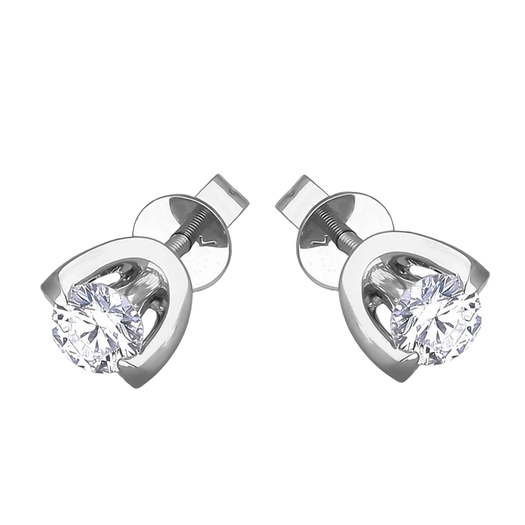 1 Carat Sparkling Round Cut Real Natural Earth Mined Diamonds Studs Earrings 14K White Gold