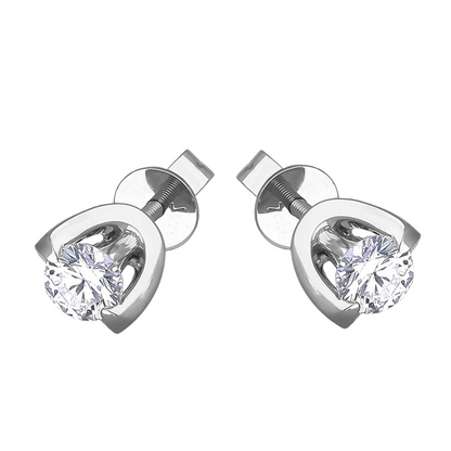 1 Carat Sparkling Round Cut Real Natural Earth Mined Diamonds Studs Earrings 14K White Gold