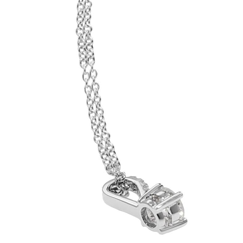 1.05 Ct Prong Set Round GIA CERTIFIED Lab Grown Diamond Necklace Pendant 14K White Gold