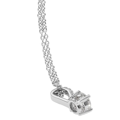 1.05 Ct Prong Set Round GIA CERTIFIED Lab Grown Diamond Necklace Pendant 14K White Gold