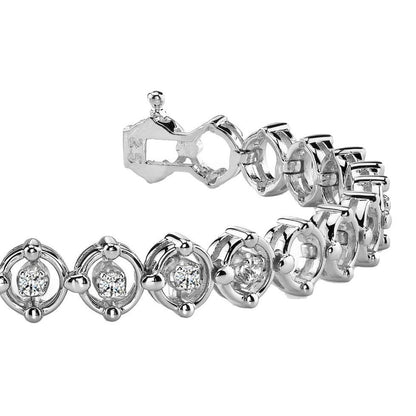 1.20 Ct Round Cut Lab Grown Diamond Link Bracelet 10K White Gold