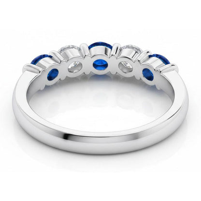 1.25 Ct Ceylon Sapphire With Natural Earth Mined Diamonds Five Stone Ring Gold14K