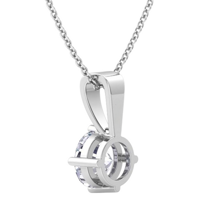 1.25 Carats Round Lab Grown Diamond Pendant Gold Women Jewelry Prong Set New