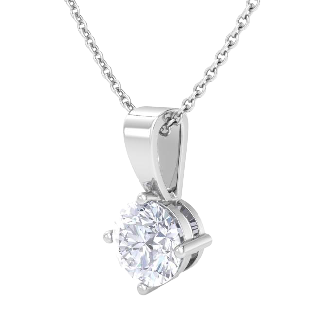 1.25 Carats Round Natural Diamond Pendant Gold Women Jewelry Prong Set New
