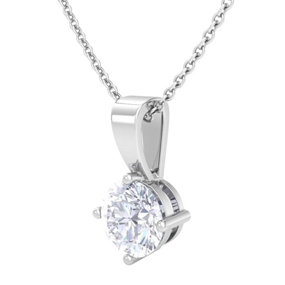 1.25 Carats Round Natural Diamond Pendant Gold Women Jewelry Prong Set New