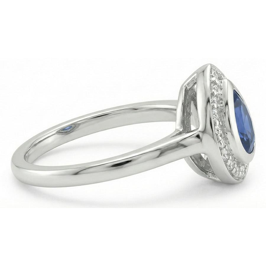 1.30 Ct Ceylon Sapphire Pear Natural Earth Mined Diamonds Wedding Ring