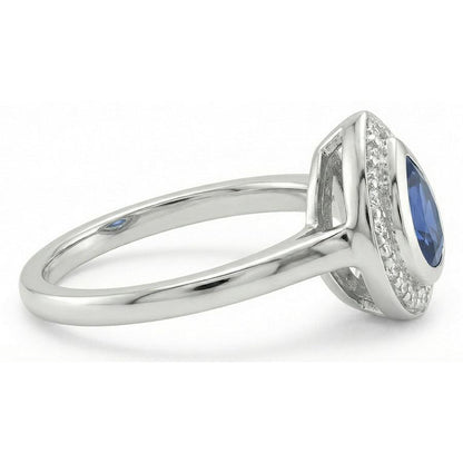 1.30 Ct Ceylon Sapphire Pear Natural Earth Mined Diamonds Wedding Ring