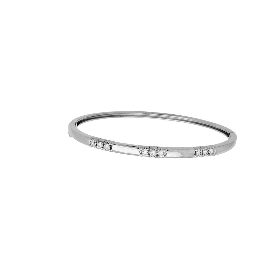 1.35 Ct Brilliant Cut Natural Earth Mined Diamond Bangle 14K White Gold