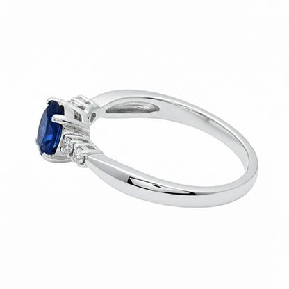 1.40 Ct Ceylon Sapphire With Natural Earth Mined Diamond Five Stone Wedding Ring