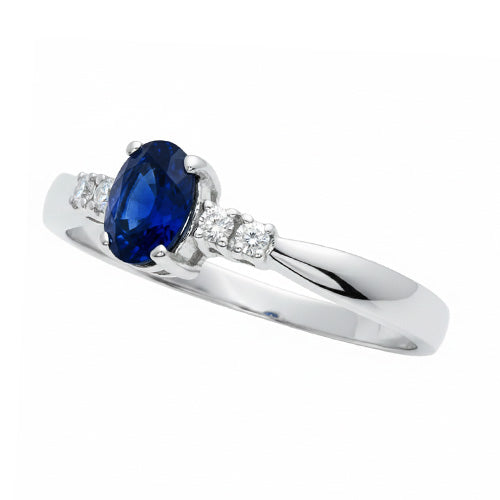 1.40 Ct Ceylon Sapphire With Natural Earth Mined Diamond Five Stone Wedding Ring