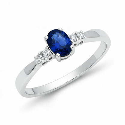 1.40 Ct Ceylon Sapphire With Natural Earth Mined Diamond Five Stone Wedding Ring
