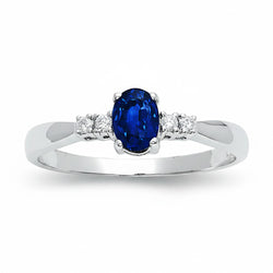 1.40 Ct Ceylon Sapphire With Natural Earth Mined Diamond Five Stone Wedding Ring