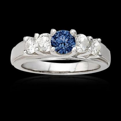 1.50 Carats Blue Natural Earth Mined Diamond 5 Stone Anniversary Ring 14K White Gold