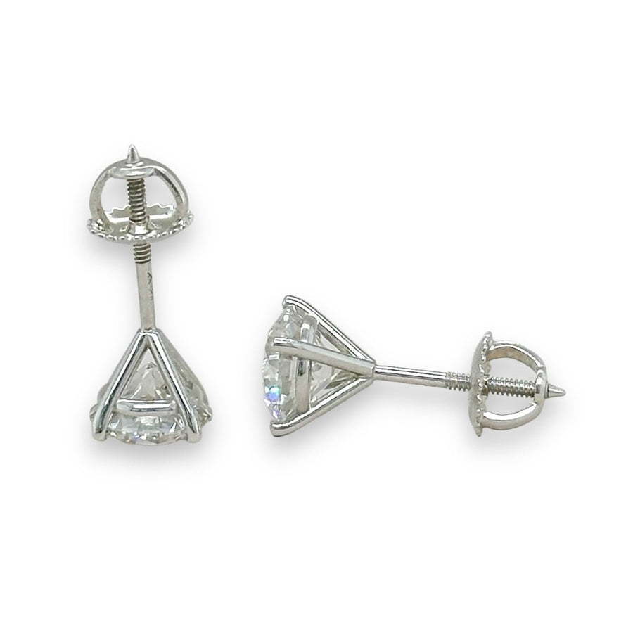 1.50 Carats E Vvs1 Martini Style Natural Earth Mined Diamond Studs Earrings