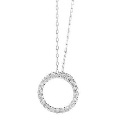 1.55 Ct. Round Natural Earth Mined Diamond Circle Pendant Without Chain White Gold 14K
