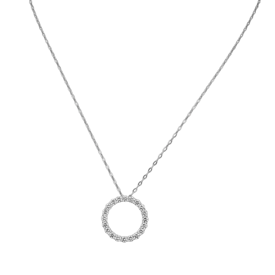 1.55 Ct. Round Natural Earth Mined Diamond Circle Pendant Without Chain White Gold 14K