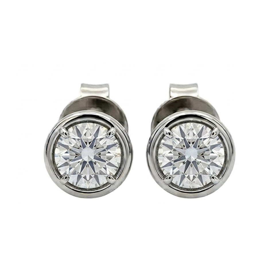 1.5 Carat Round Cut Lab Grown Diamonds Earring White Gold 14K