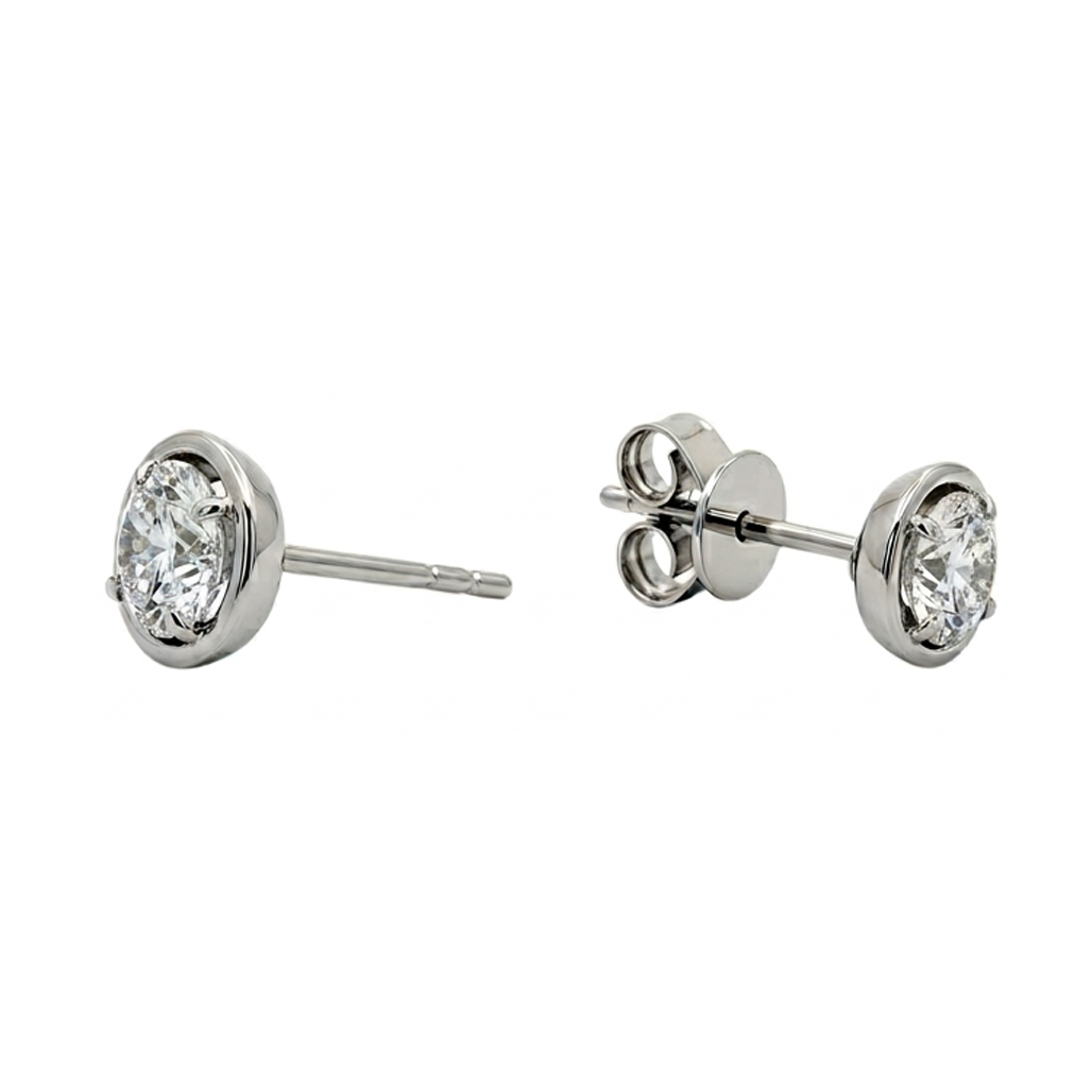 1.5 Carat Round Cut Lab Grown Diamonds Earring White Gold 14K