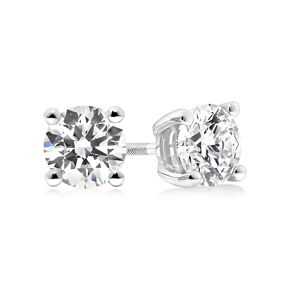 1.5 Carats Round Natural Earth Mined Diamond Women Stud Earring White Gold 14K
