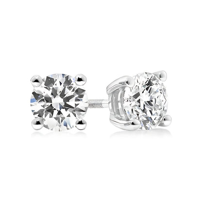 1.5 Carats Round Natural Earth Mined Diamond Women Stud Earring White Gold 14K
