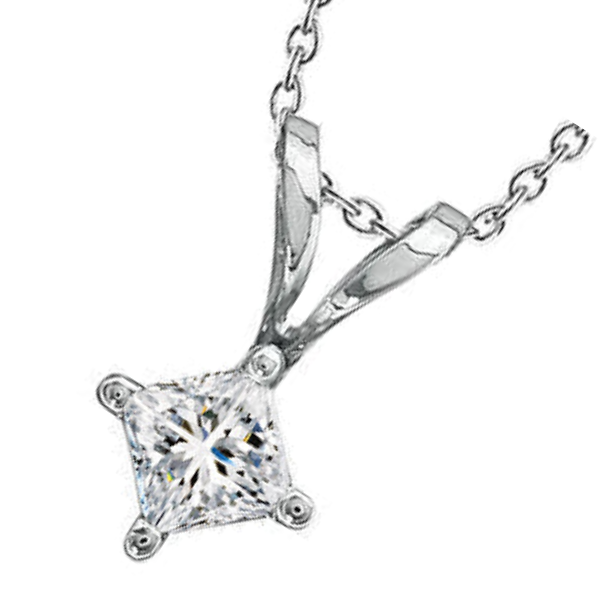 1.5 Ct Sparkling Princess Cut Lab Grown Diamond Pendant Necklace Prong Set GIA CERTIFICATE
