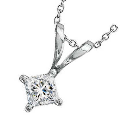 1.5 Ct Sparkling Princess Cut Lab Grown Diamond Pendant Necklace Prong Set GIA CERTIFICATE